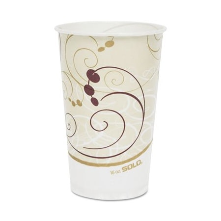 Dart Symphony Treated-Paper Cold Cups, 16oz, White/beige/red, 20PK RW16SYM